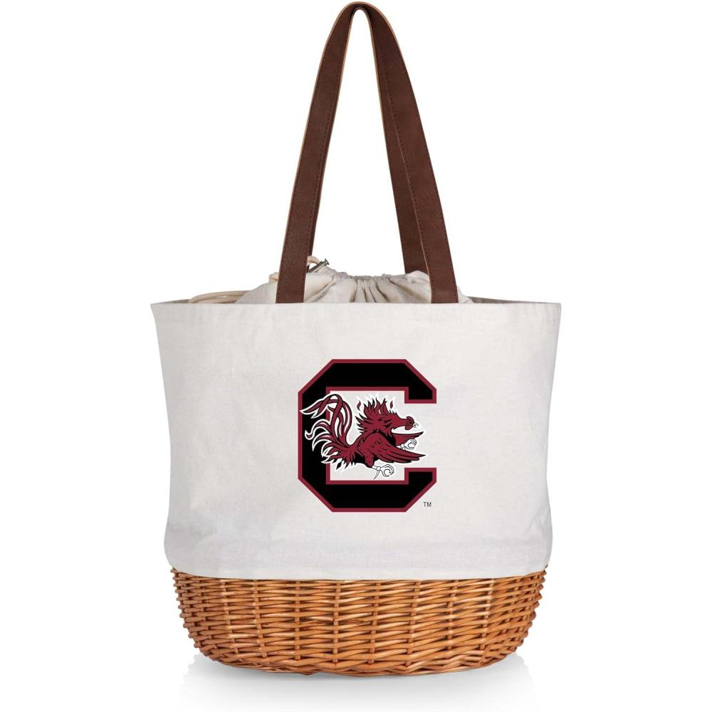 imagePicnic TIME NCAA Coronado Canvas and Willow Basket Tote Picnic Tote Bag Beach Tote Beige CanvasSouth Carolina Fighting Gamecocks