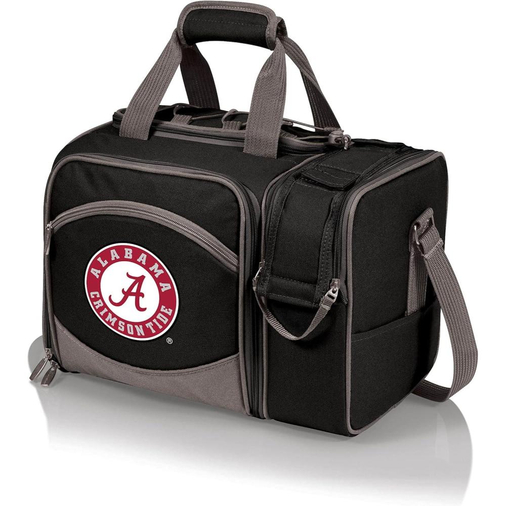 imagePicnic TIME NCAA Malibu Cooler Picnic Basket  Insulated Cooler Tote with Picnic SetNavy Blue With Black Accents