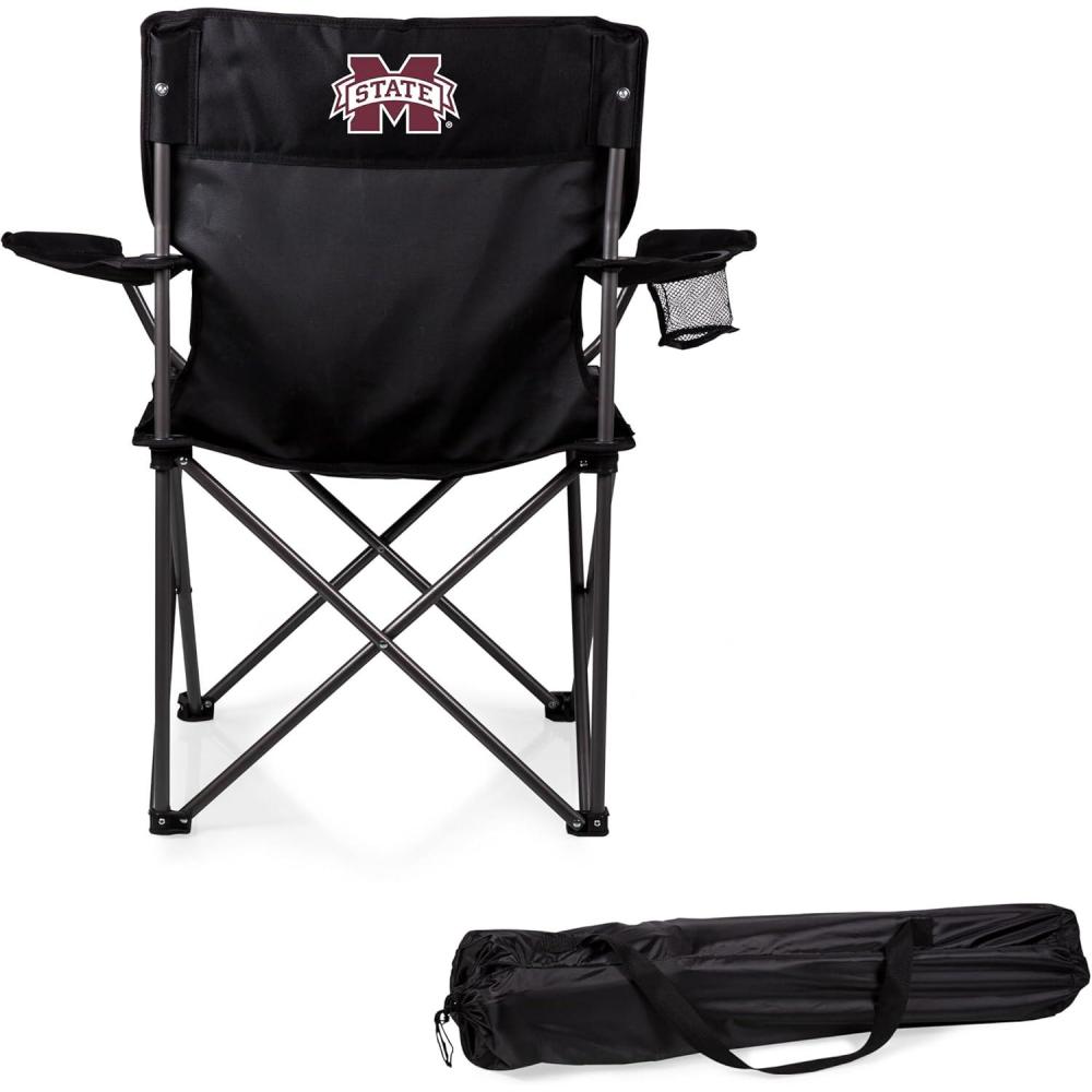 imagePicnic TIME NCAA PTZ Camp Chair Picnic Chair Beach Chair with Carrying Bag BlackMississippi State Bulldogs