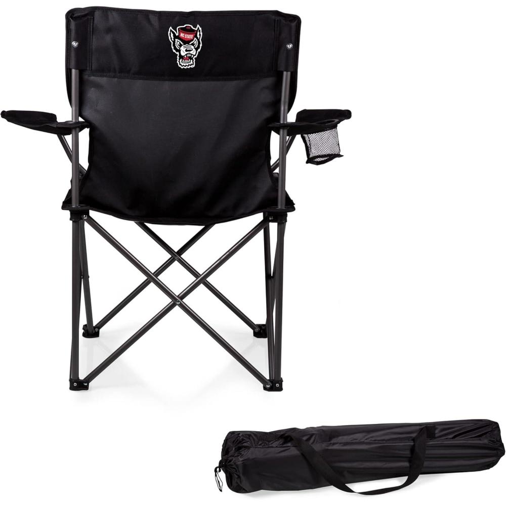imagePicnic TIME NCAA PTZ Camp Chair Picnic Chair Beach Chair with Carrying Bag BlackNc state wolfpack