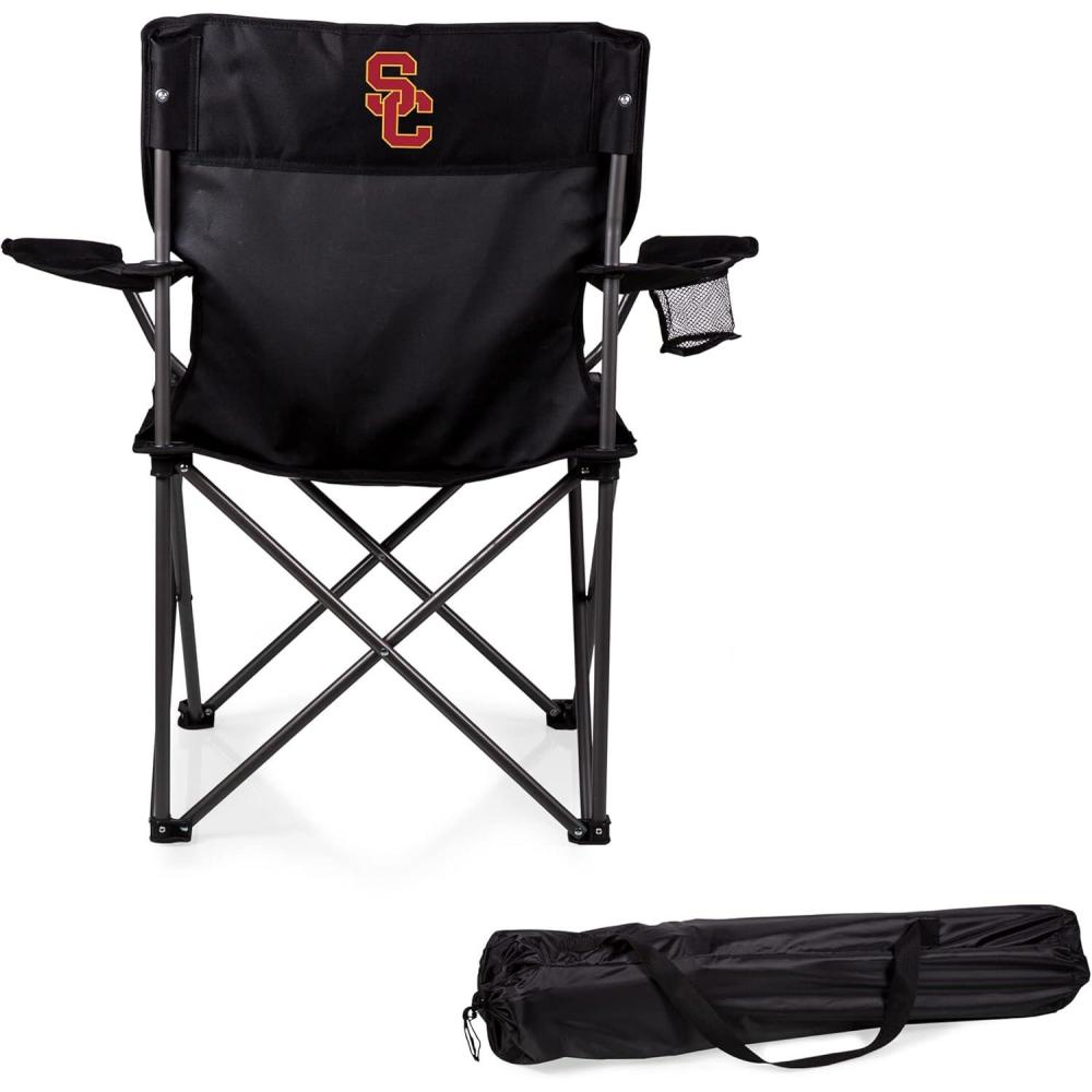 imagePicnic TIME NCAA PTZ Camp Chair Picnic Chair Beach Chair with Carrying Bag BlackUSC Trojans