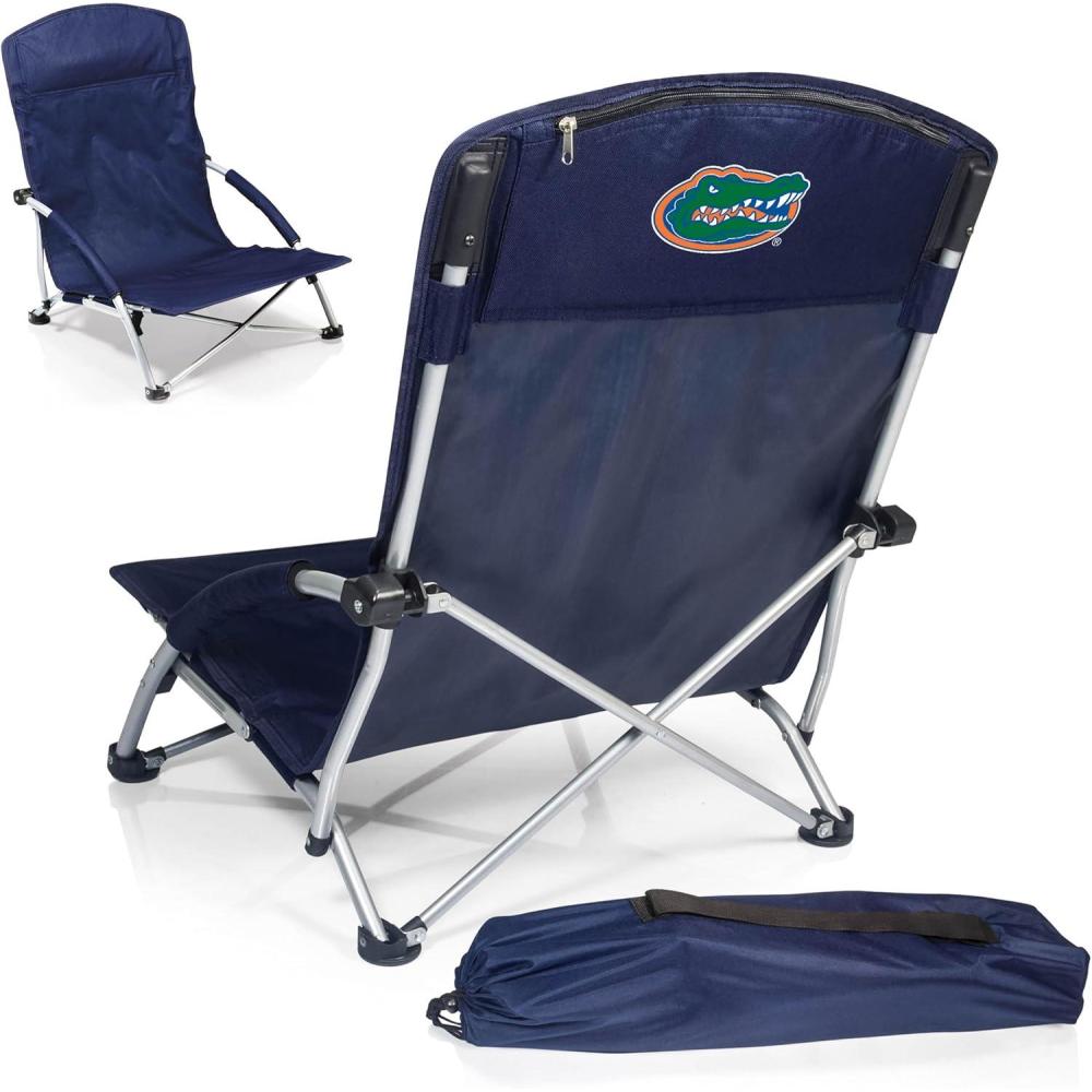 imagePicnic TIME NCAA Tranquility Beach Chair with Carry Bag Low Beach Chair for Adults Low Lawn ChairNavy Blue