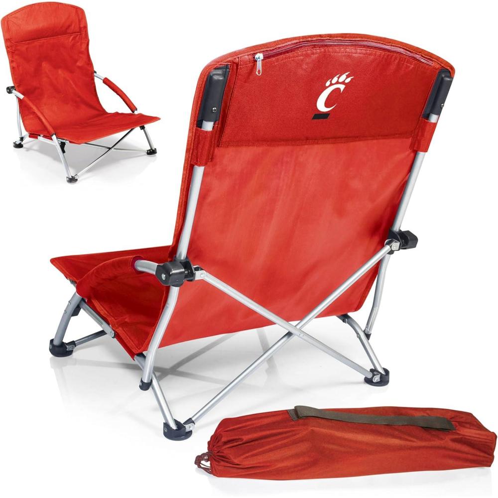 imagePicnic TIME NCAA Tranquility Beach Chair with Carry Bag  Low Beach Chair for Adults  Low Lawn ChairRed