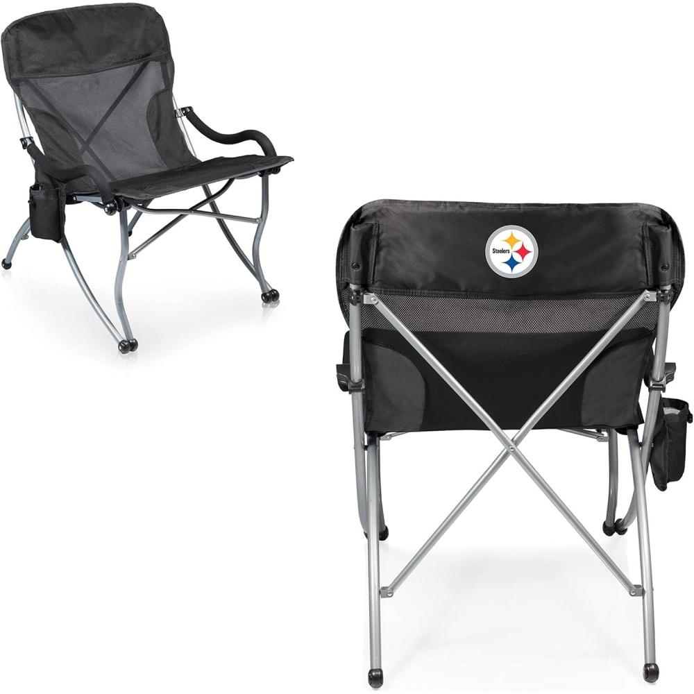 imagePicnic TIME NFL PTXL Heavy Duty Camping Chair XL Beach Chair 400 lb Capacity Camp ChairPittsburgh Steelers