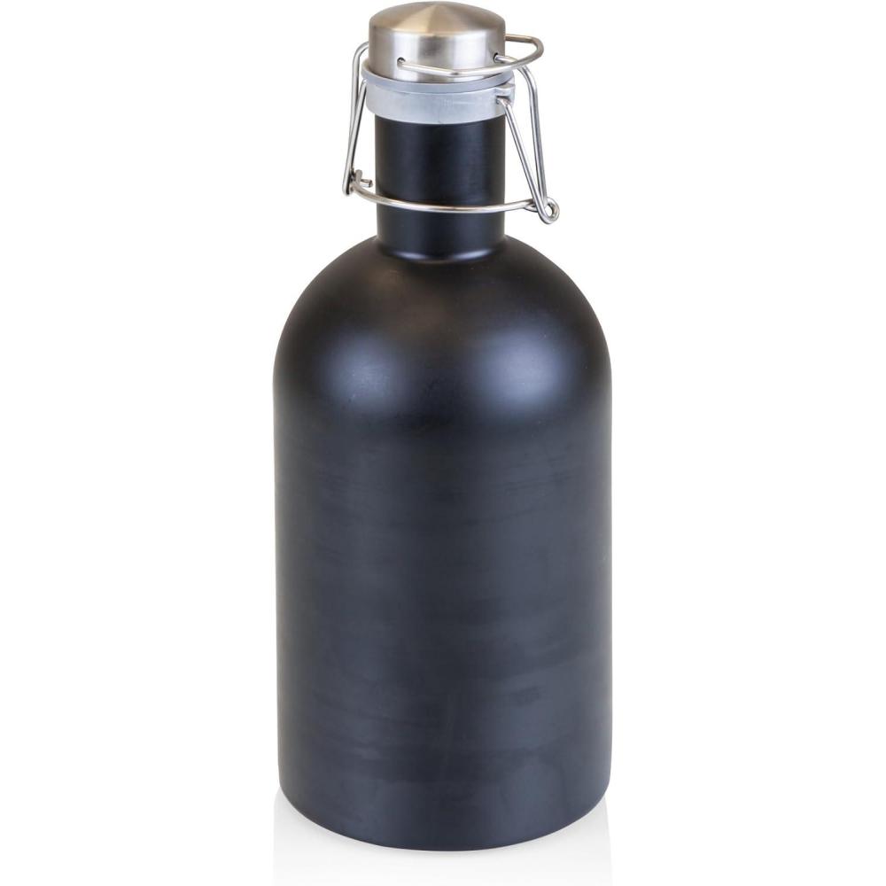 imageStainless Steel 64Ounce Beer Growler by LEGACY a Picnic Time Brand Silver FinishBlack Matte Finish