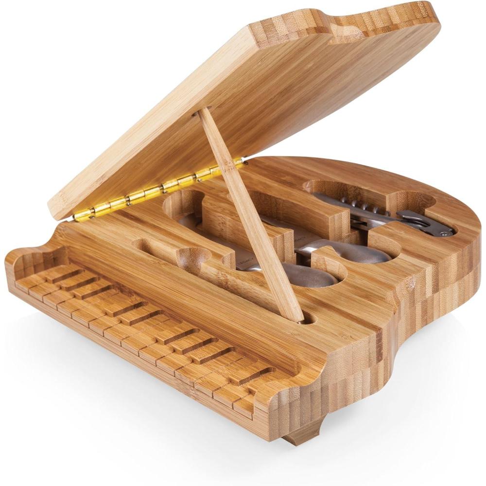 imageTOSCANA a Picnic Time brand Piano Cheese Board ampamp Knife Set Novelty Charcuterie Board with Cheese Knife Set Cheese Boards Charcuterie Boards Bamboo