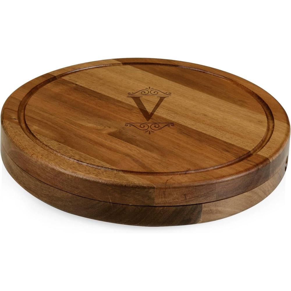 imageToscana Monogram Initials A Personalized Acacia Circo Cheese Cutting Board ampamp Tools SetV