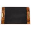 Covina Slate Serving Tray, Charcuterie Board Set, (Acacia Wood & Slate Black with Gold Accents) Large