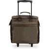 LEGACY – a Picnic Time Brand Somm – 12 Bottle Insulated Waxed Canvas Wine Bag with Rolling Cart, Khaki Green with Brown Accents