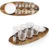 LEGACY – a Picnic Time brand – Cantinero Shot Glass Set with Tray – Tequilla Shot Glasses – Cocktail Serving Tray, (Acacia Wood)