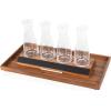 LEGACY – a Picnic Time brand Cava Serving Tray and 4 Glass Carafes, Mimosa Bar Kit, Wine Flight Tasting Set, (Acacia Wood)