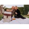 PICNIC TIME 2 Bottle Insulated Wine Bag with Cheese Board and Knife Set – Wine Picnic Bag – Distressed Waxed Canvas Wine Tote, (Khaki Green with Brown Accents)(White)