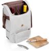 PICNIC TIME 2 Bottle Insulated Wine Bag with Cheese Board and Knife Set – Wine Picnic Bag – Distressed Waxed Canvas Wine Tote, (Khaki Green with Brown Accents)(White)