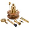 PICNIC TIME Carousel 13-Piece Bar Tool Set, Cocktail Shaker Set, Mixology Bartender Kit with Lazy Susan Stand, (Acacia Wood and Gold)