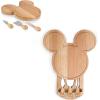 PICNIC TIME Disney Mickey Mouse Head Cheese & Charcuterie Board Set, Parawood Cutting Board with Hidden Drawer & 3 Cheese Knives, Fun Disney Gift, Party Platter, Picnic Set & Kitchen Serving Tray