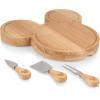 PICNIC TIME Disney Mickey Mouse Head Cheese & Charcuterie Board Set, Parawood Cutting Board with Hidden Drawer & 3 Cheese Knives, Fun Disney Gift, Party Platter, Picnic Set & Kitchen Serving Tray