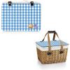 PICNIC TIME Disney Pixar Ratatouille Canasta Wicker Picnic Basket with Lid, Small Picnic Basket for 2, (Beige Canvas with Blue Gingham Lid)