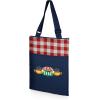 PICNIC TIME Friends Central Perk Vista Outdoor Picnic Blanket & Tote, Beach Blanket, Camping Blanket, (Red & White Gingham Pattern with Navy Blue Exterior)