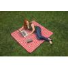 PICNIC TIME Friends Central Perk Vista Outdoor Picnic Blanket & Tote, Beach Blanket, Camping Blanket, (Red & White Gingham Pattern with Navy Blue Exterior)
