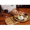 PICNIC TIME Insignia Slate Serving Board with Cheese Tools, Charcuterie and Wood Cutting Set, (Acacia Wood & Slate Black with Gold Accents), Large