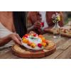 PICNIC TIME Isla Serving Platter with Marble Cheeseboard Insert, Acacia Wood Charcuterie Board Set, Round Serving Chopping Tray, (Acacia Wood with Marble)