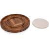 PICNIC TIME Isla Serving Platter with Marble Cheeseboard Insert, Acacia Wood Charcuterie Board Set, Round Serving Chopping Tray, (Acacia Wood with Marble)