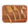 PICNIC TIME Monterey Travel Cheese Knife Set, Distressed Waxed Canvas Bag with Cheese Knives and Cutting Board, Portable Travel Utensils Case, Camping Cutlery with Waxed Canvas Case (Khaki Green)