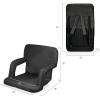 PICNIC TIME NCAA Ventura Reclining Stadium Back Support, Bleacher Seat, Beach Floor Chair(Black)