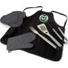 PICNIC TIME NCAA unisex-adult Ncaa Bbq Apron Tote Pro Grill Set(Black With Gray Accents)