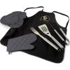 PICNIC TIME NCAA unisex-adult Ncaa Bbq Apron Tote Pro Grill Set(Black With Gray Accents)
