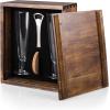 PICNIC TIME Pilsner Craft Beer Set, Beer Glasses Set, Gifts for Men, Bar Glasses Drinking Set with Beautiful Wood Case, Removable Panel Door and Form-fitting Interior for Home and Bar, (Acacia Wood)