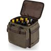 PICNIC TIME Somm – 12 Bottle Insulated Waxed Canvas Wine Bag with Rolling Cart, (Khaki Green with Brown Accents)