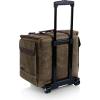 PICNIC TIME Somm – 12 Bottle Insulated Waxed Canvas Wine Bag with Rolling Cart, (Khaki Green with Brown Accents)