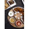 PICNIC TIME Symphony Appetizer Serving Tray Set, Party Platter Set, Appetizer Plate, (Bamboo & White Ceramic)