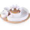 PICNIC TIME Symphony Appetizer Serving Tray Set, Party Platter Set, Appetizer Plate, (Bamboo & White Ceramic)
