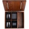 PICNIC TIME Whiskey Box Gift Set, Whiskey Glasses Drinking Set of 2 with Stones, Portable Mini Bar, Components Securely Displayed with Oak Chest, (Oak Wood)