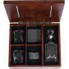 PICNIC TIME Whiskey Box Gift Set with Decanter, Whiskey Glasses Drinking Set of 2 with Stones, Portable Mini Bar, Fathers Day Gift, Components Securely Displayed with Oak Chest, (Oak Wood)