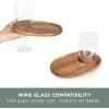PICNIC TIME Wine Appetizer Plates, Set of 4 Wooden Cocktail Plates with Glass Holder, Mini Charcuterie Boards for Wine and Cheese Parties, Acacia Cheese Board Serving Trays (Oval – Acacia Wood)