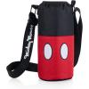 Picnic TIME Disney Mickey Mouse Bottle Cooler Tote with Bottle, Water Bottle Carrier, (Black with Red Pattern)
