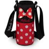 Picnic TIME Disney Minnie Mouse Water Bottle Holder, Insulated Water Bottle Cooler Bag,(Black with Red Pattern)