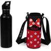Picnic TIME Disney Minnie Mouse Water Bottle Holder, Insulated Water Bottle Cooler Bag,(Black with Red Pattern)