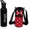 Picnic TIME Disney Minnie Mouse Water Bottle Holder, Insulated Water Bottle Cooler Bag,(Black with Red Pattern)