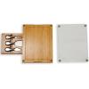 TOSCANA – a Picnic Time brand Concerto Glass Top Cheese and Knife Set – Charcuterie Set – Glass Top Cutting Board, (Bamboo)