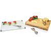 TOSCANA – a Picnic Time brand Concerto Glass Top Cheese and Knife Set – Charcuterie Set – Glass Top Cutting Board, (Bamboo)