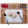 TOSCANA – a Picnic Time brand Parlor Ice Cream Mixing Set, Ice Cream Mixing Kit with Marble Ice Cream Slab and Mixing Spades, (Bamboo & Marble)