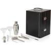 A Picnic time Manhattan Cocktail Case, Stainless Steel Shaker Set, Premium Bar Tools, Bar Accessories and Bartender Kit Mahogany(Black)