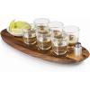 LEGACY – a Picnic Time brand – Cantinero Shot Glass Set with Tray – Tequilla Shot Glasses – Cocktail Serving Tray, (Acacia Wood)