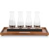 LEGACY – a Picnic Time brand Cava Serving Tray and 4 Glass Carafes, Mimosa Bar Kit, Wine Flight Tasting Set, (Acacia Wood)