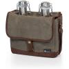 LEGACY – a Picnic Time brand Insulated Double Growler Tote with 64 oz. Stainless Steel Growlers, Beer Gifts for Men, Waxed Canvas Bag Water Bottle Carrier, (Khaki Green with Brown Accents)(With Stainless Steel Growlers)