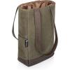 PICNIC TIME 2 and 3 Bottle Insulated Wine Bag, Distressed Waxed Canvas Wine Tote, Durable Bottle Carrier Bag for Gifts and Travel with Side Pockets & Removable Divider (Khaki Green with Brown Accents)(2 Bottle Insulated Wine Bag)